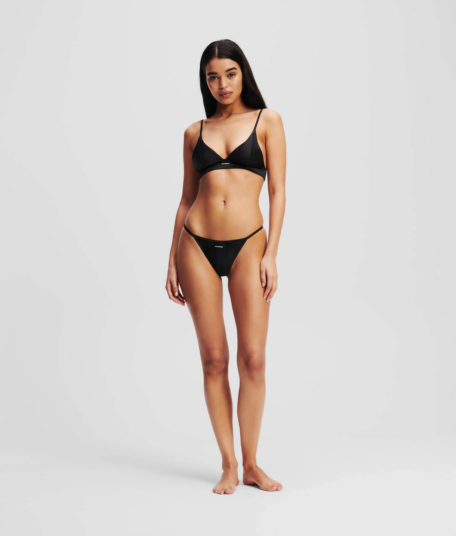 CULOTTE EN SATIN AVEC LOGO KARL - Noir