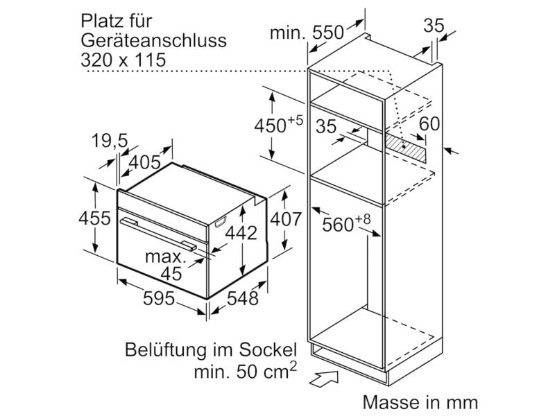 Bosch Einbaubackofen mit Mikrowelle CMG633BB1 Schwarz Kompakter Einbaubackofen mit Mikrowelle