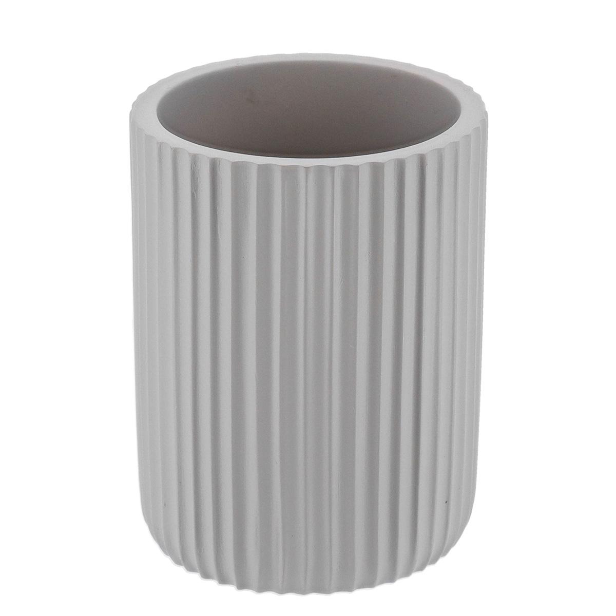 GOBELET STRIE ARRONDI POLYRESINE GRIS CLAIR