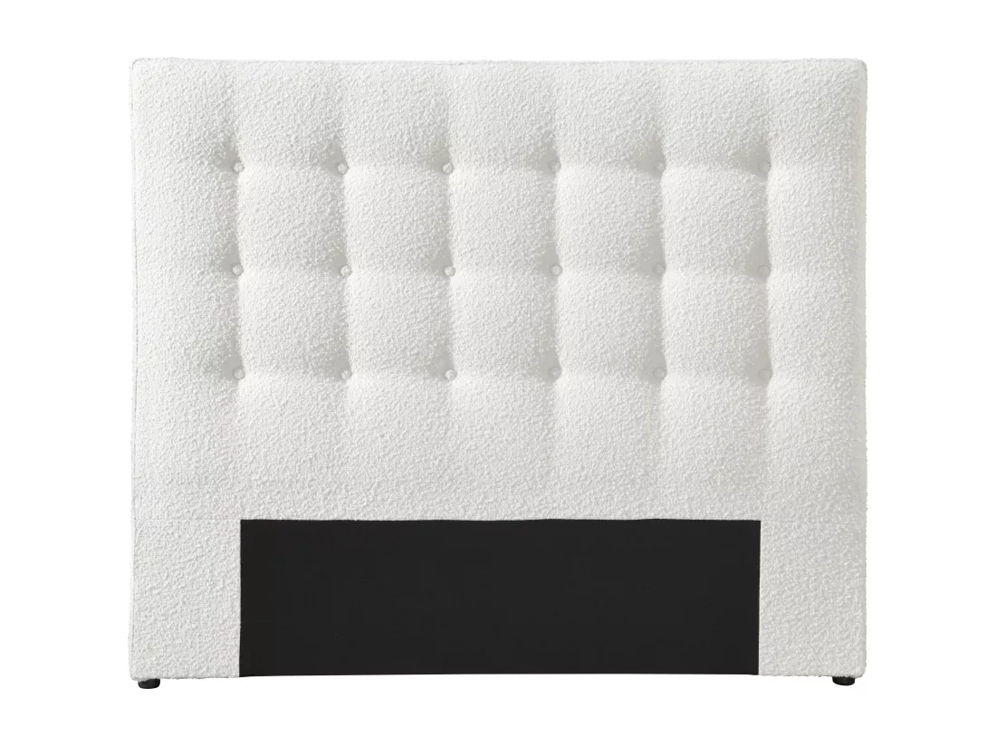Tête de lit capitonnée 140 cm - Tissu bouclette - Blanc - FRANCESCO