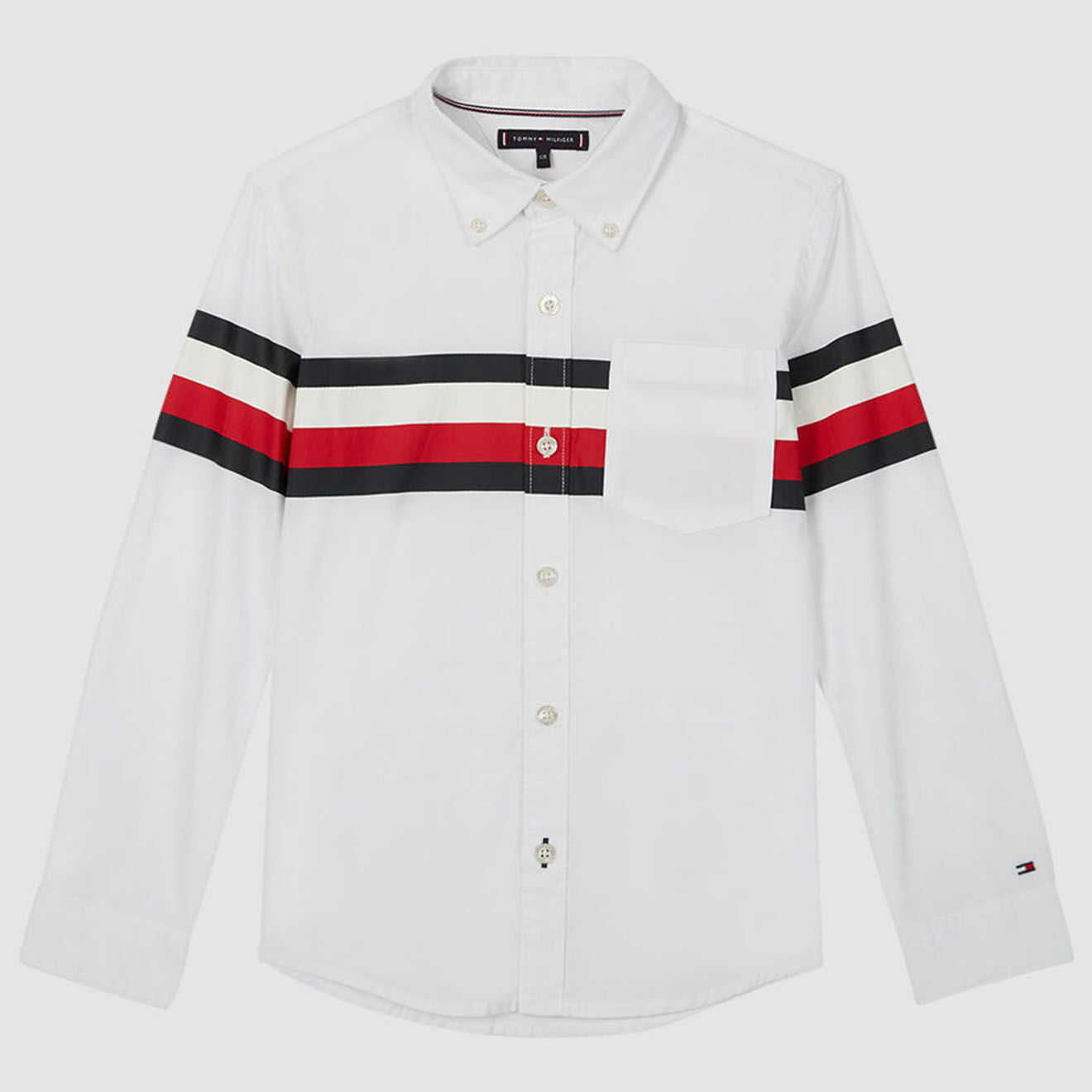 Tommy Hilfiger Chemise en Coton légèrement ajustée à bandes  blanche