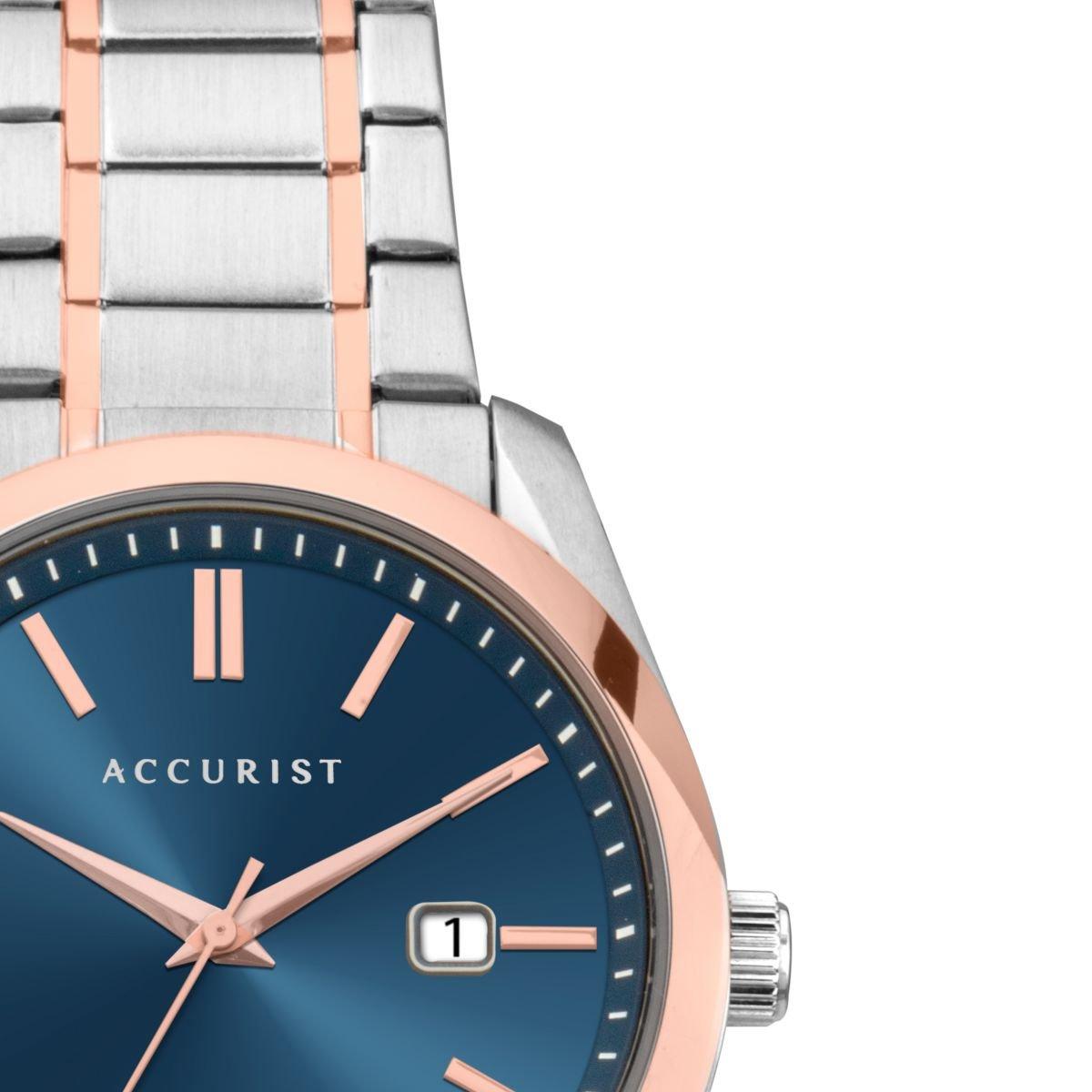 Accurist Mens Accurist Blue Dial Two Tone Watch