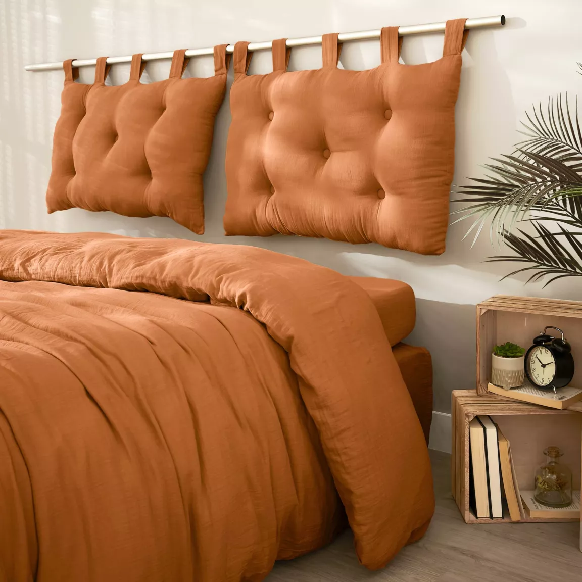 Tête de lit coussin gaze de coton (80 x 50 cm) Gaïa Abricot