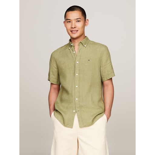Tommy Hilfiger Pigment Dyed Hørskjorte, Faded Olive, XXL