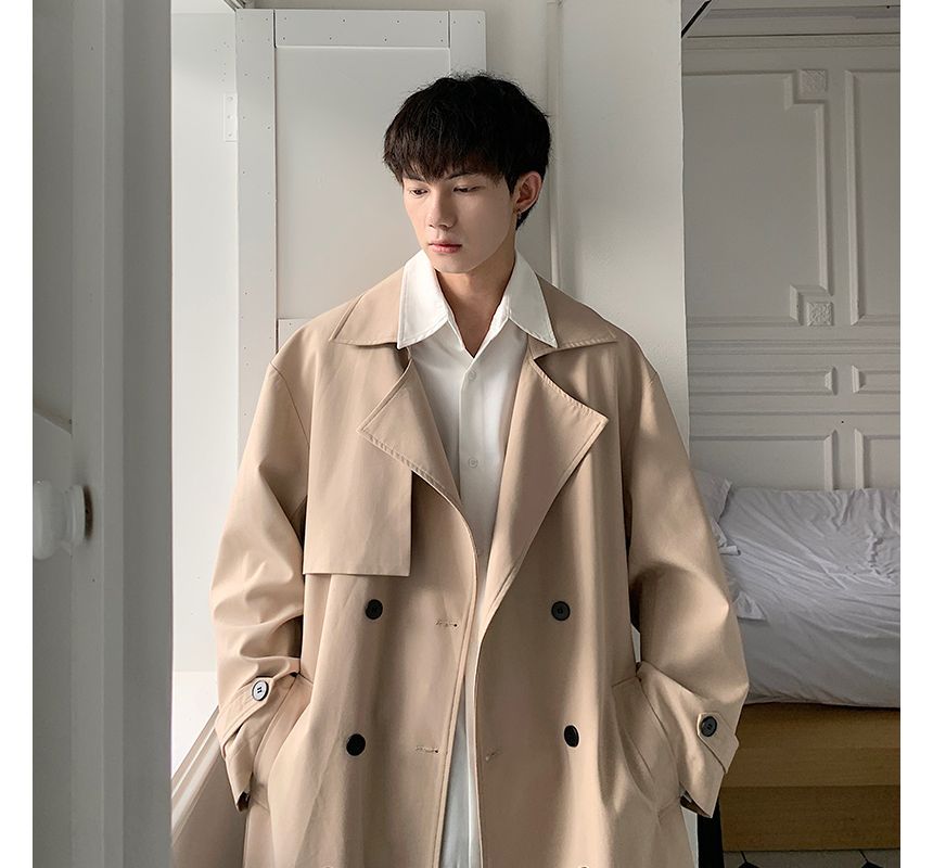 Orungeetun - Trenchcoat met lange mouwen en dubbele rij knopen