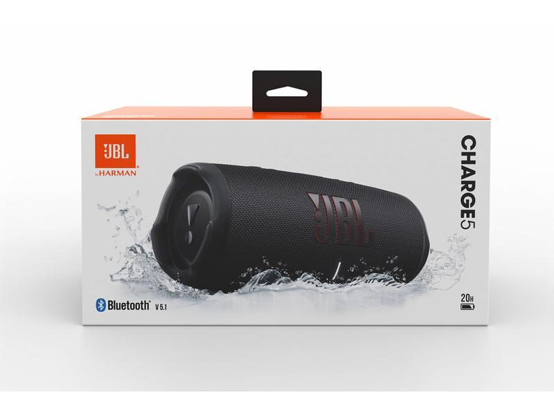 JBL Bluetooth Speaker Charge 5 Schwarz Tragbarer wasserdichter Lautsprecher mit Powerbank