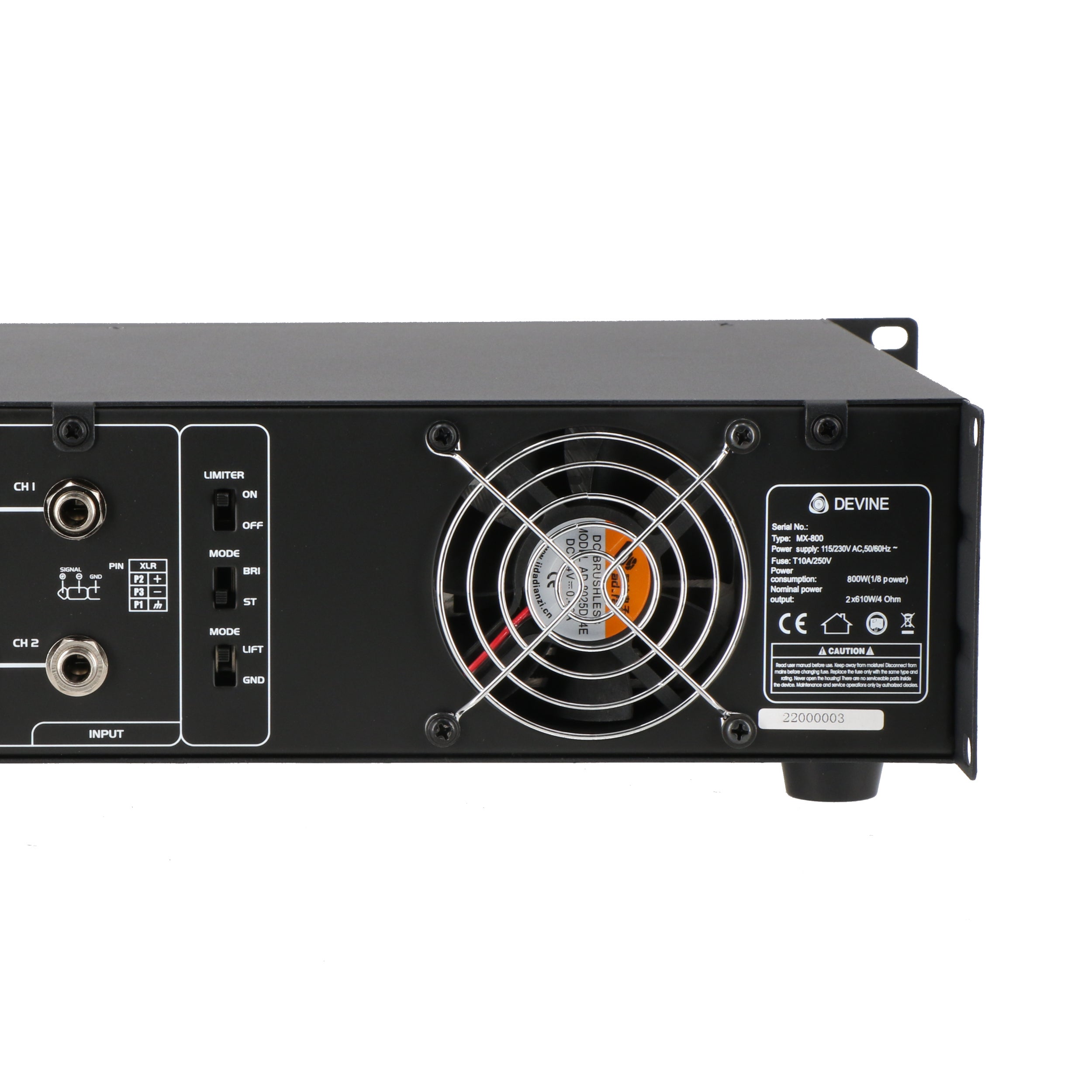 Devine MX-800 2-kanaals PA-eindversterker 2x 400W @ 8 Ohm