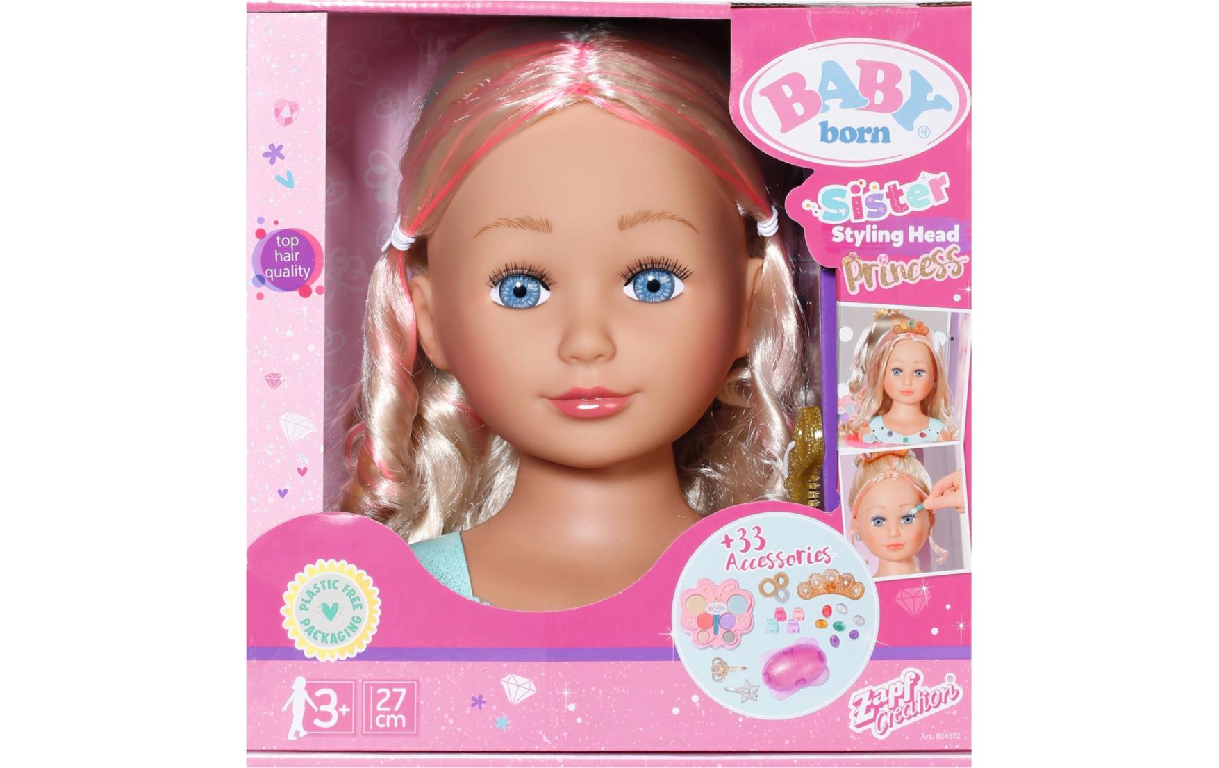 Puppe Sister Styling Head 27 cmFrisier- und Schminkkopf mit 33 Accessoires für angehende Mini-Stylisten