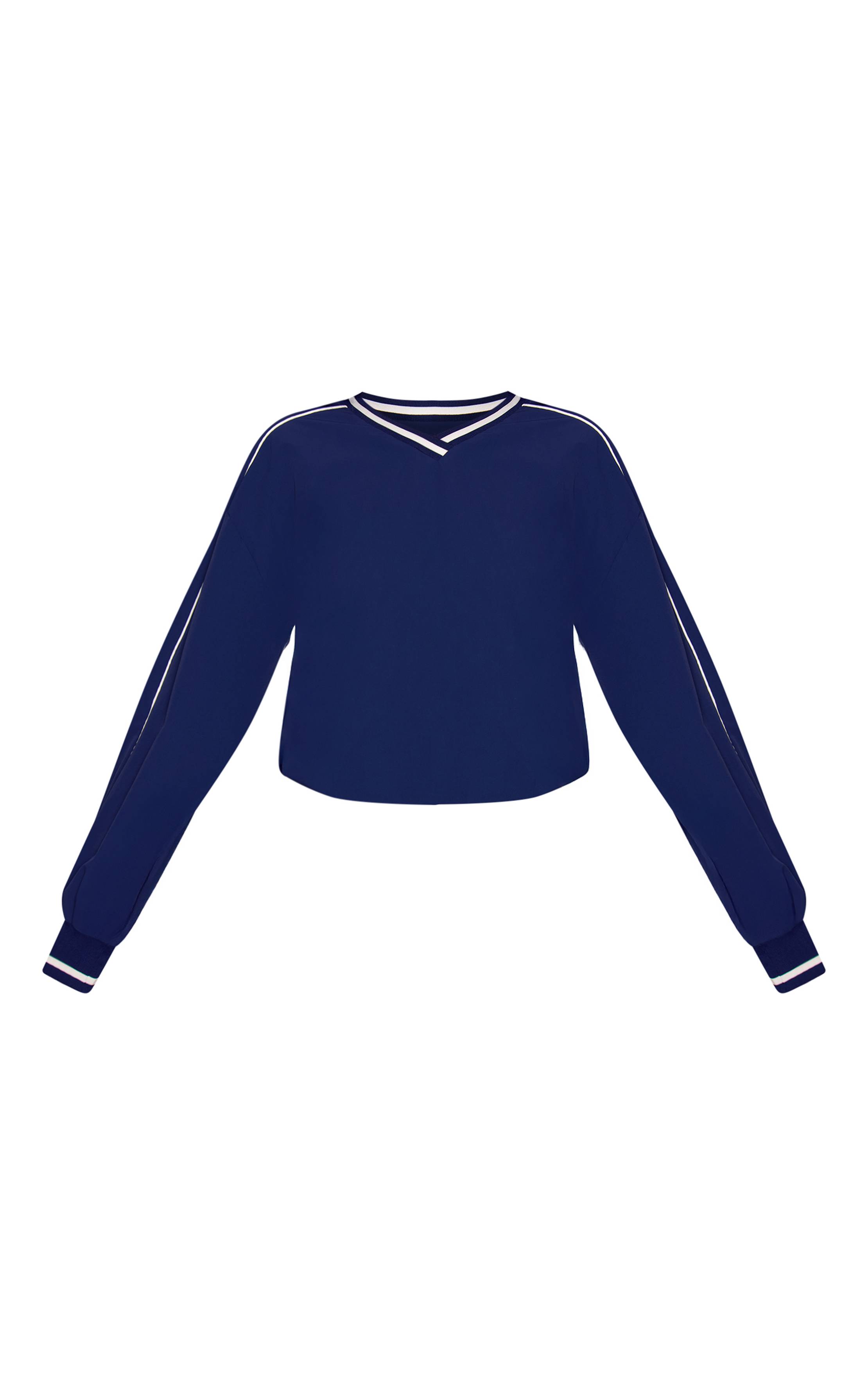 Bleu Marine Synthétiquell Col V En Tricot