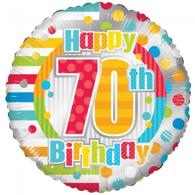Helium Ballon Happy 70Th Birthday 45cm leeg
