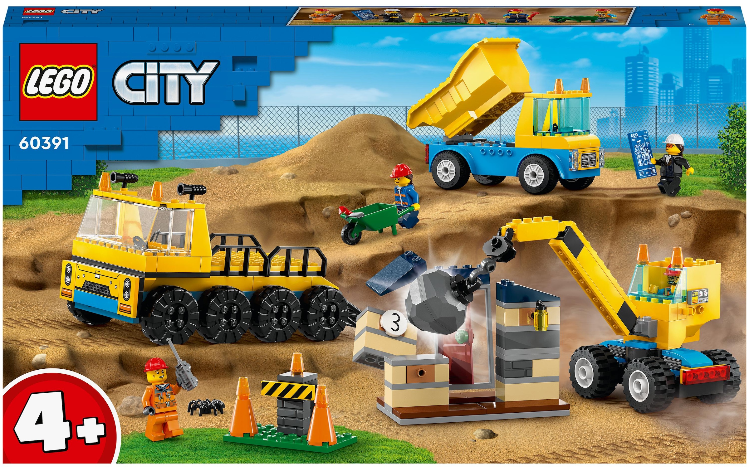 LEGO® Spielbausteine »City Baufahrzeuge und Kran mi«