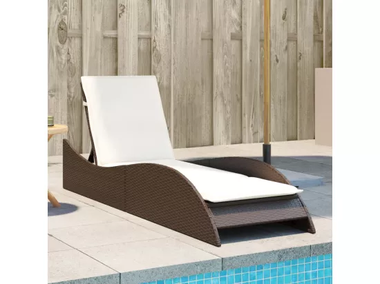 Chaise longue avec coussin marron 60x205x73 cm résine tressée