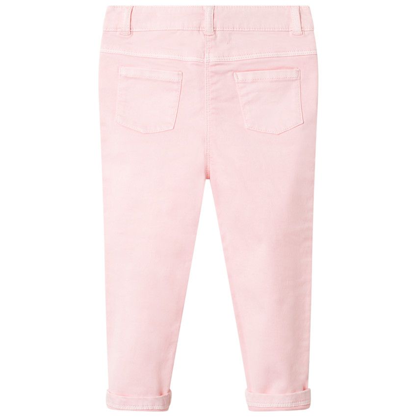 Pantalon en toile uni coupe slim - Rose