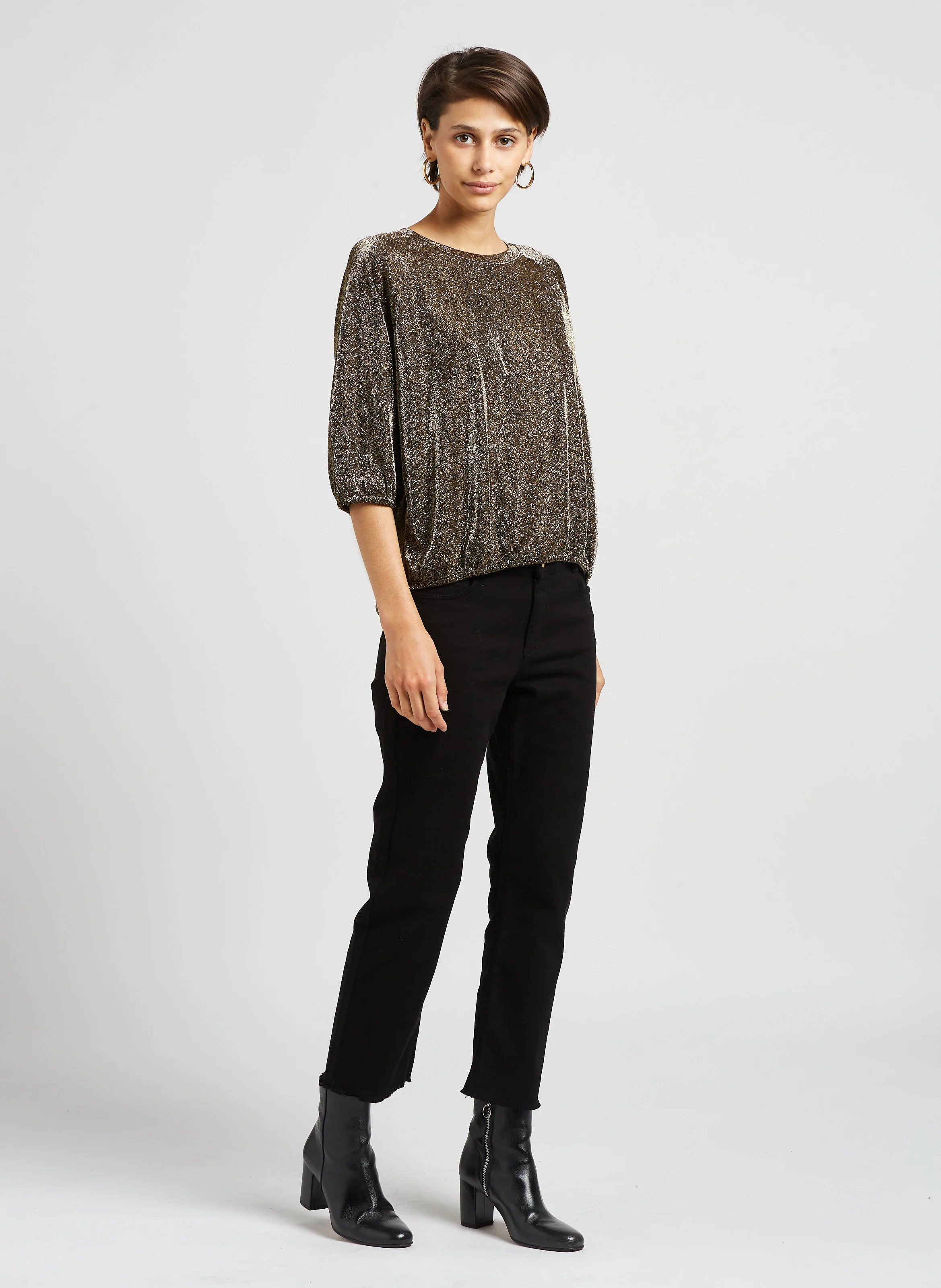 PATIENCE - Jean droit taille haute en coton mélangé | Noir