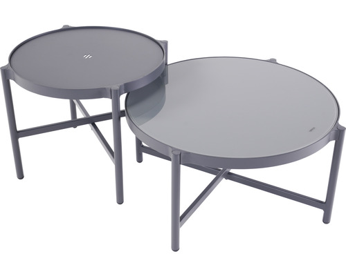 Garden Place 4-zits loungeset bestaande uit: 2 tafels, 2 fauteuils, bank, metaalgrijs