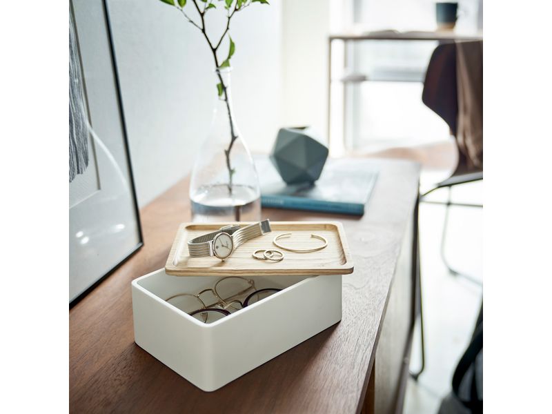 Yamazaki Schmuckhalter Rin Braun/Weiss Schmuck-Aufbewahrungsbox mit Deckel
