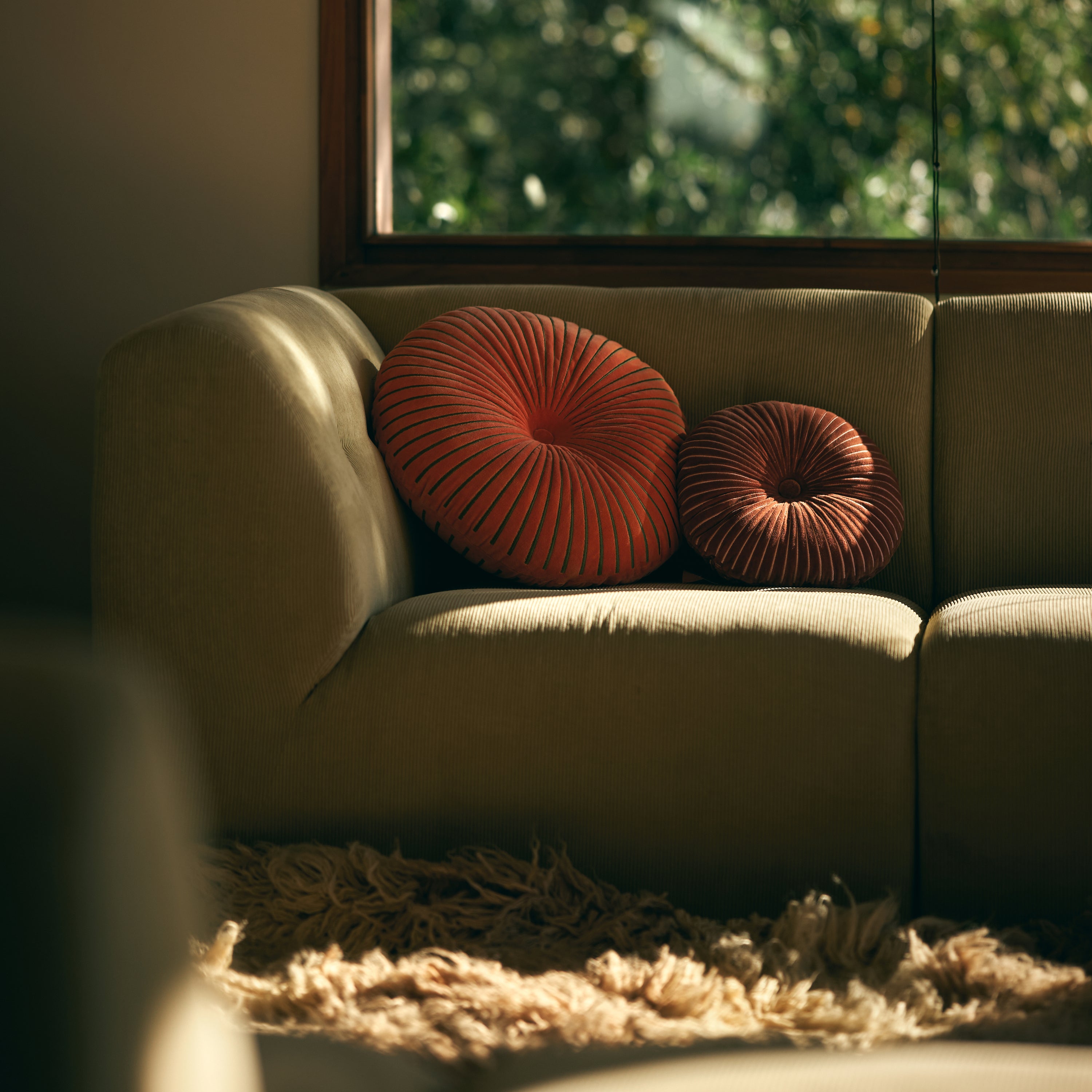 HKliving Round Ripple Sierkussen Ã 50 cm - Sienna