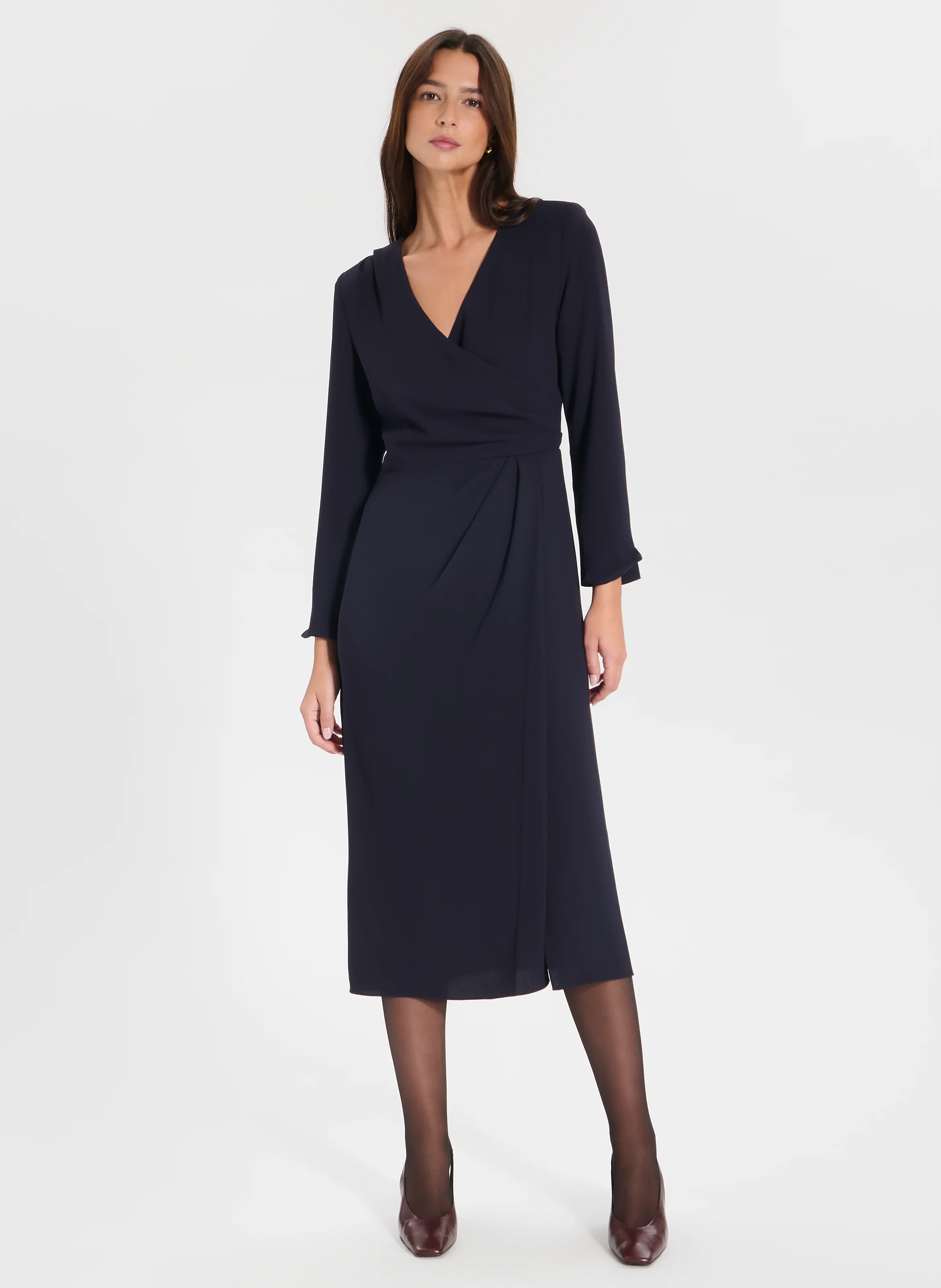 RANGIO - Robe longue drapée | Bleu
