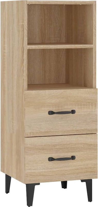 vidaXL - Dressoir - Sonoma Eiken - Bewerkt Hout - 2 Lades en 2 Vakken