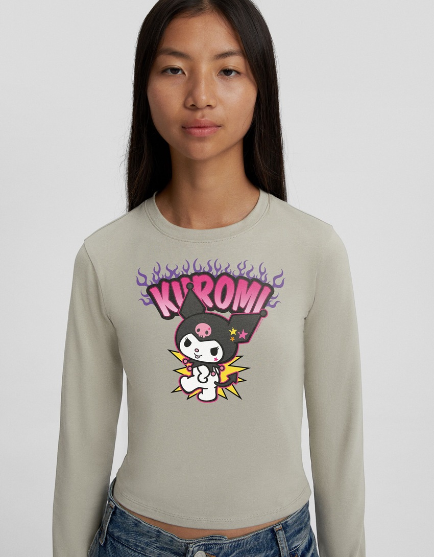 Camiseta de manga comprida com estampa Kuromi