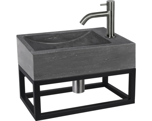 Verschil Handwastafel Hura L 40 x 22 cm Natuursteen Grijs