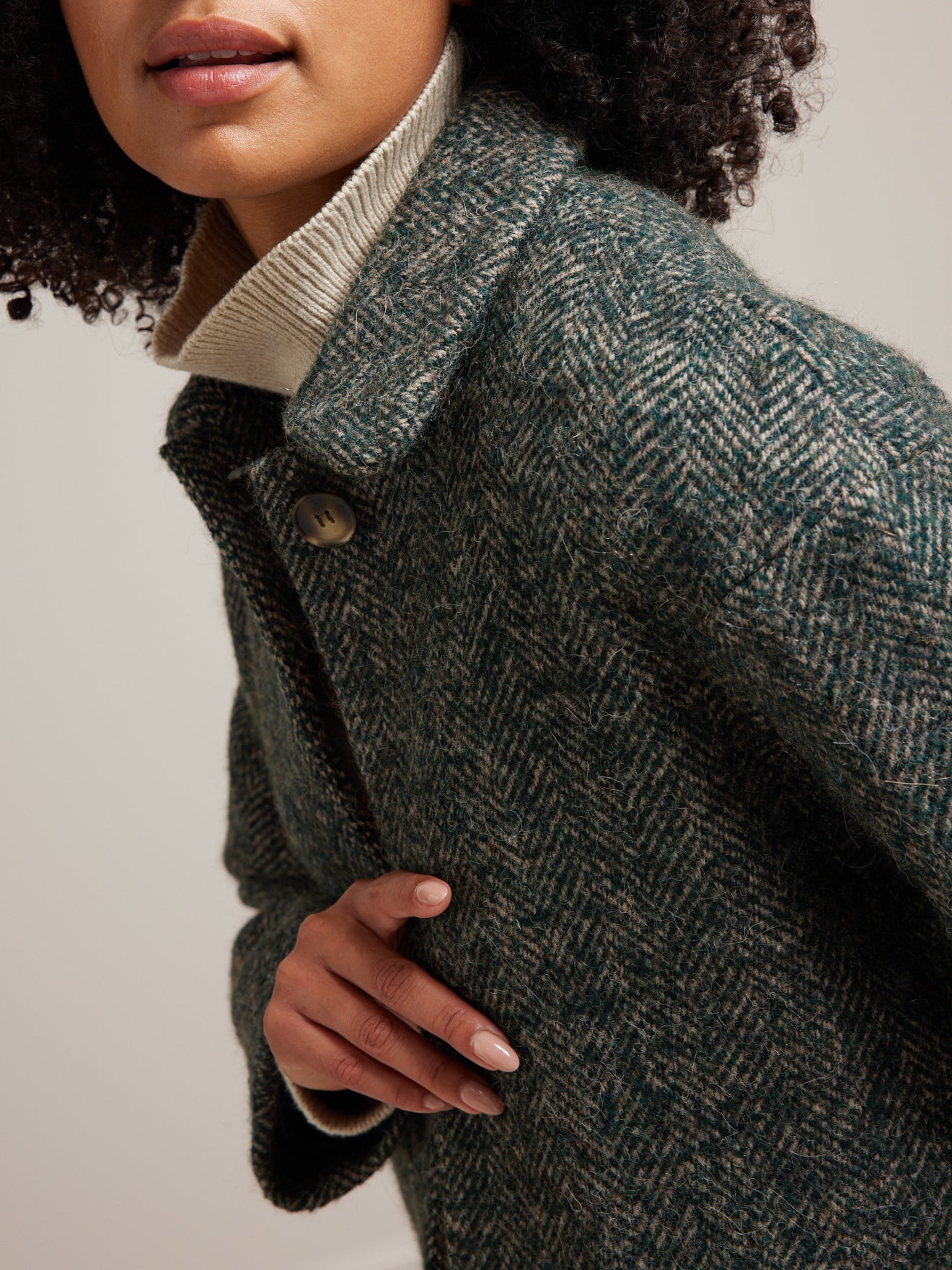 Manteau oeuf lainage chevrons femme