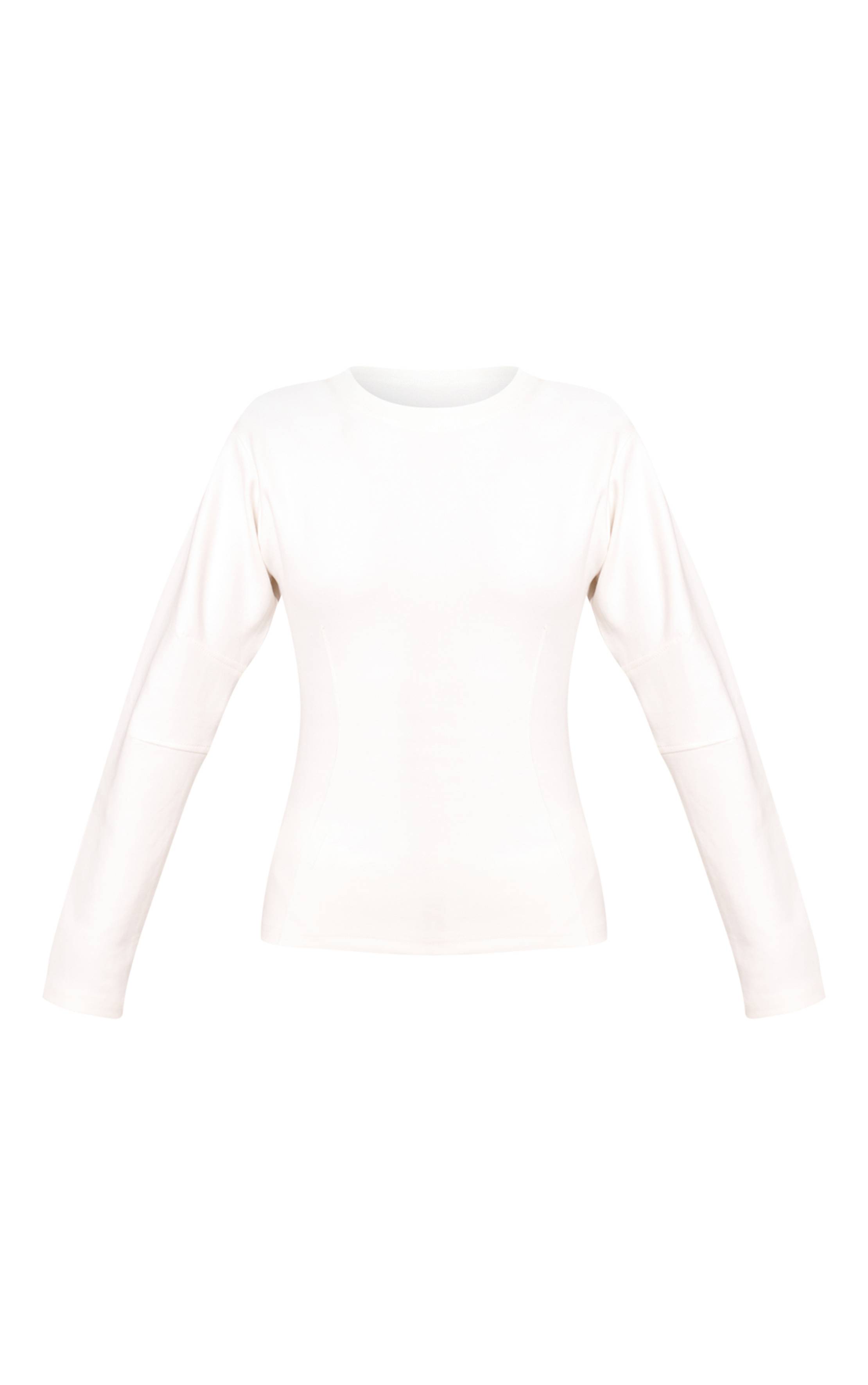 Crème Sweatshirt À Taille Cintrée En Jersey Interlock