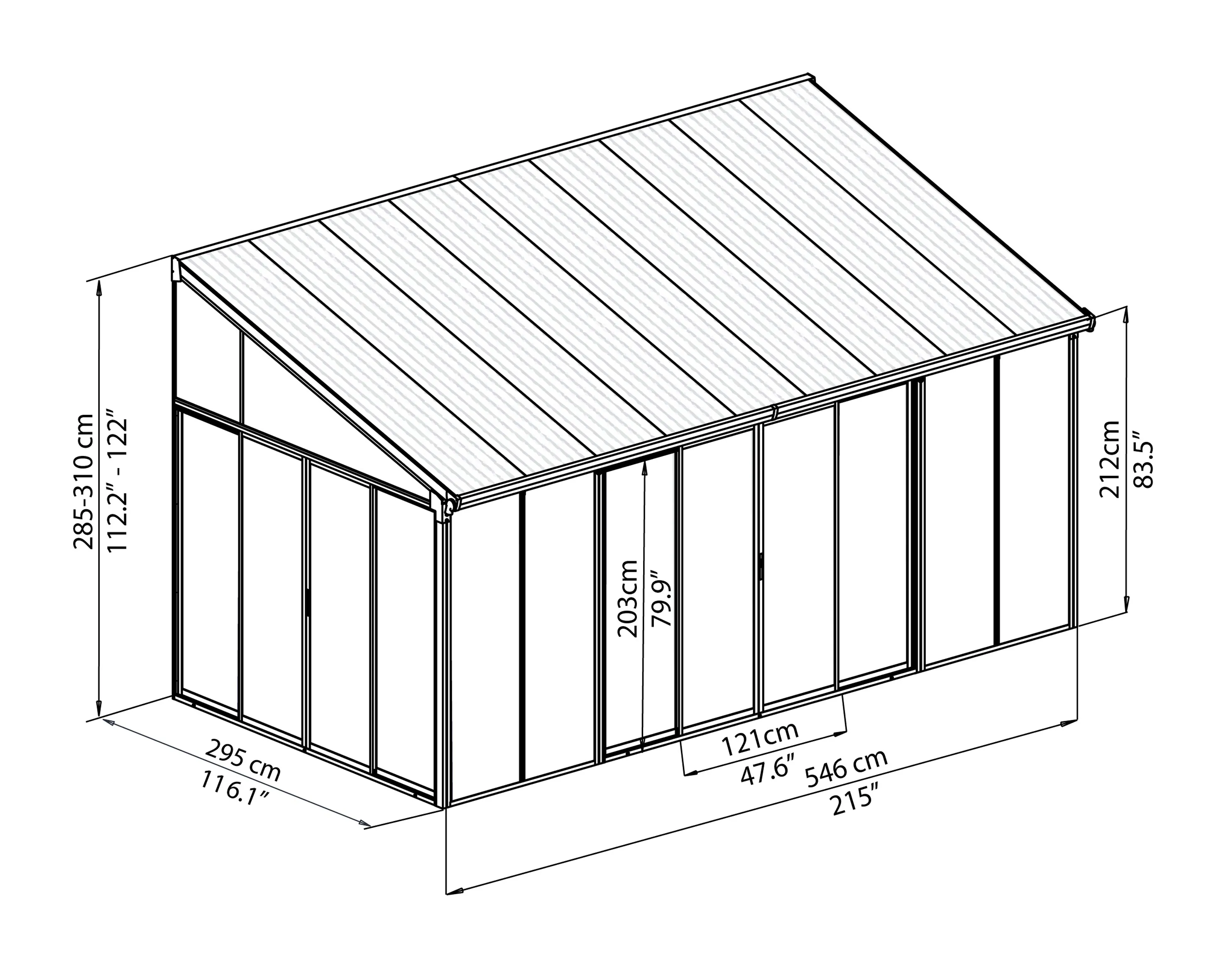 Palram - CanopiaSanRemo Wintergarten, weiß in cm 546x295x310 (LxBxH)