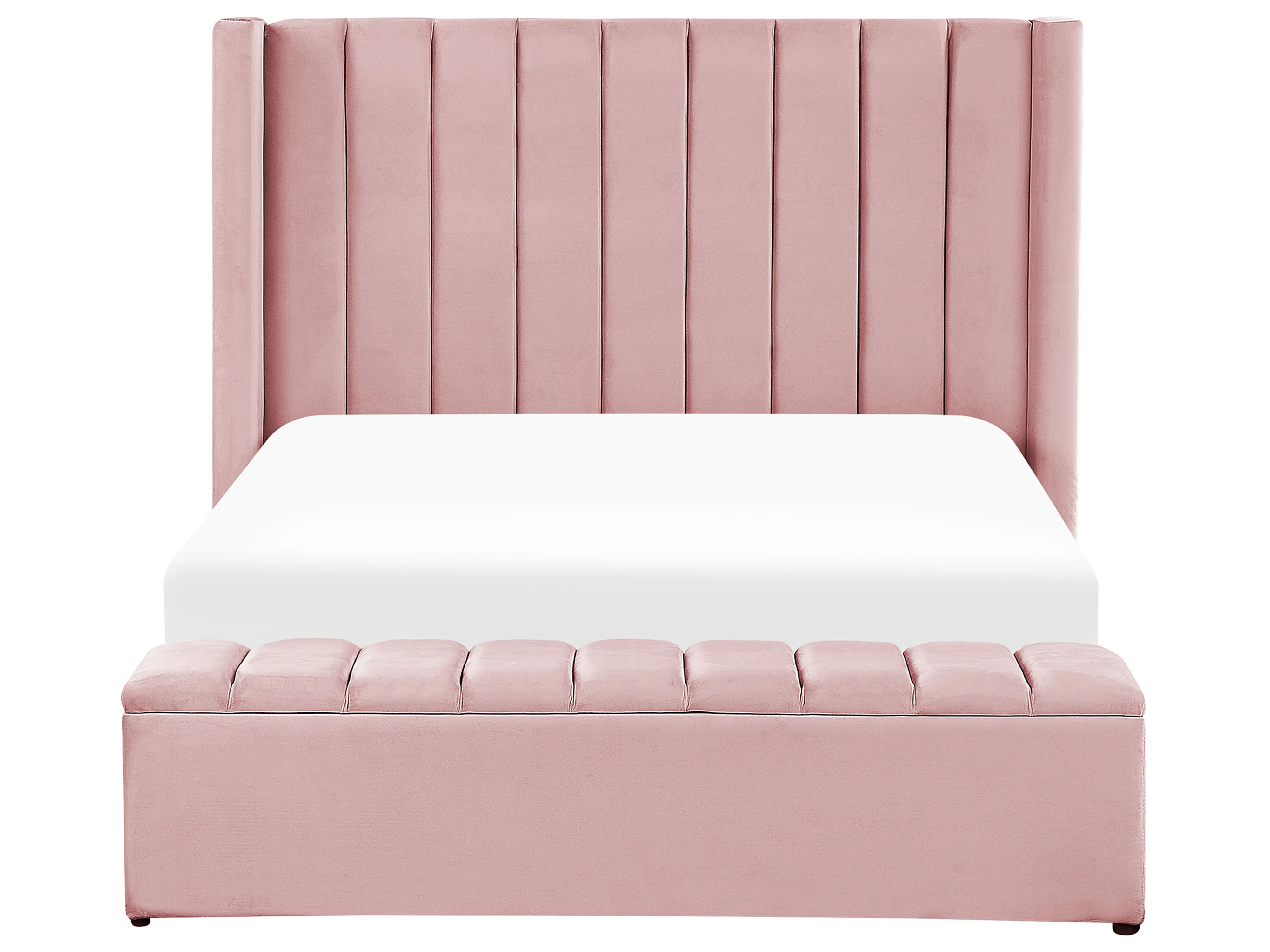 Bed met opbergbankje Fluweel NOYERS 140 x 200 cm Roze