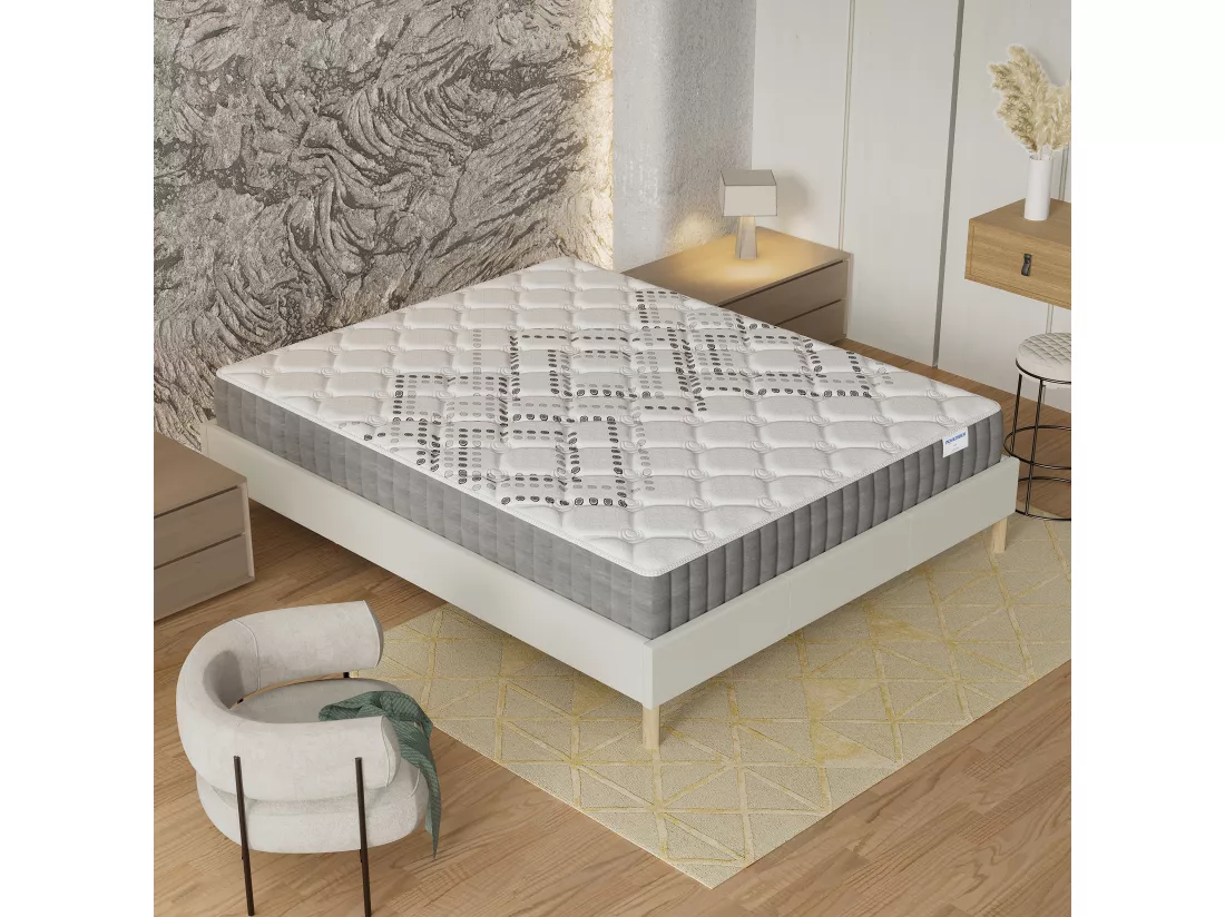 Matelas Eliha 140x190cm - Technologie Hybrid: Ressorts ensachés + Mousse HDensité-Épaisseur 20cm-Soutien Tonique Parfait & indépendance de Couchage-Label SANITIZED