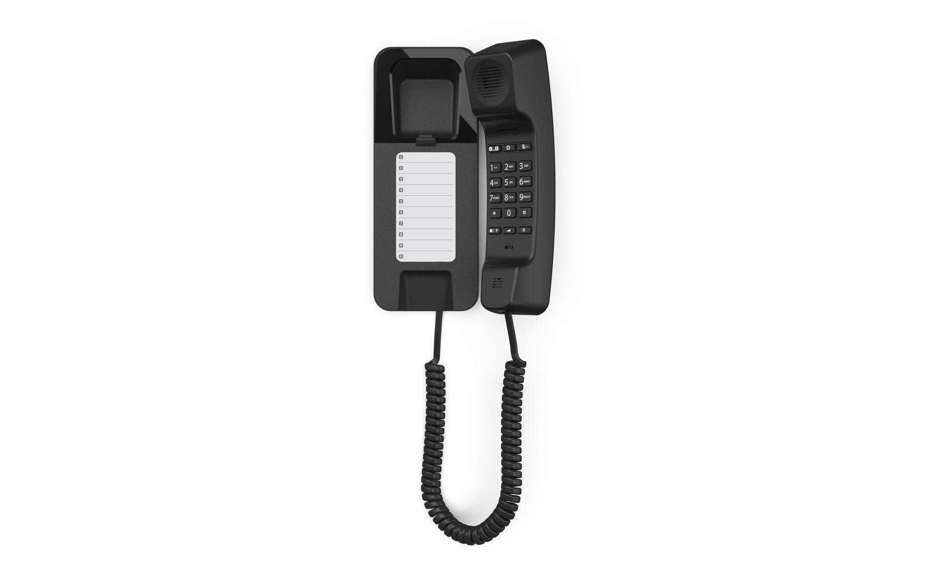 Tischtelefon Desk 200 SchwarzDas platzsparende, schnurgebundene Tisch- und Wandtelefon