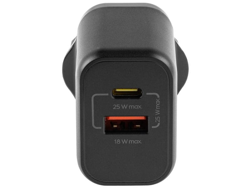 onit USB-Wandladegerät Dual 1C1A 25 W GaN Schwarz Ladeadapter mit einem USB-C- und einem USB-A-Port