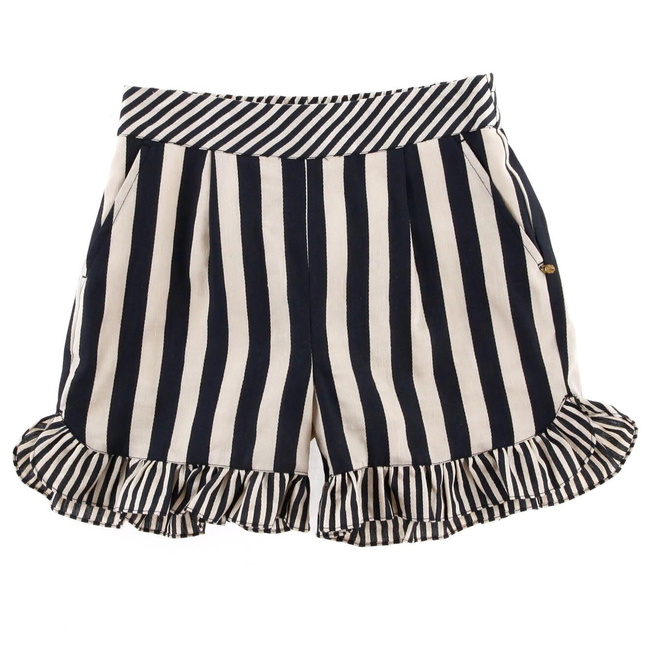Scotch & Soda Short en Lin mélangé rayé beige/noir