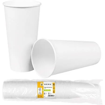Heku Pappbecher weiß, 500 ml, 50 Stück