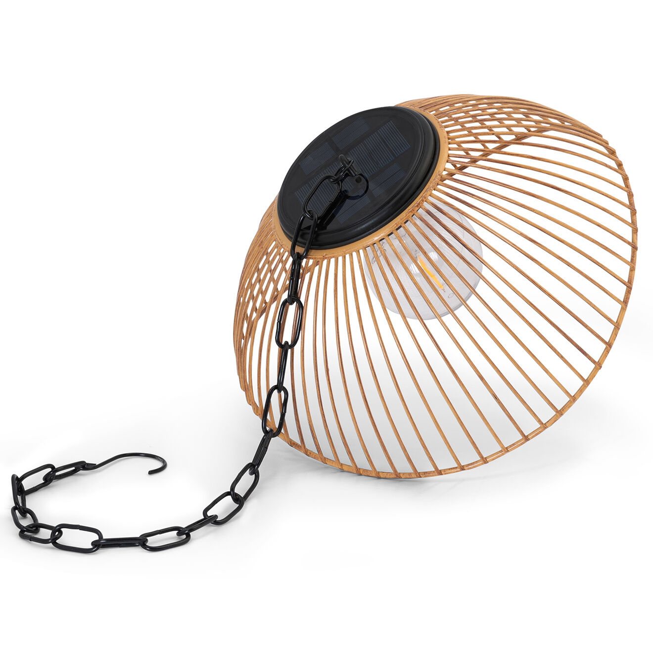 Pratik Garden Lampe solaire filaire Effet Rotin noir/beige - D.30x76 cm