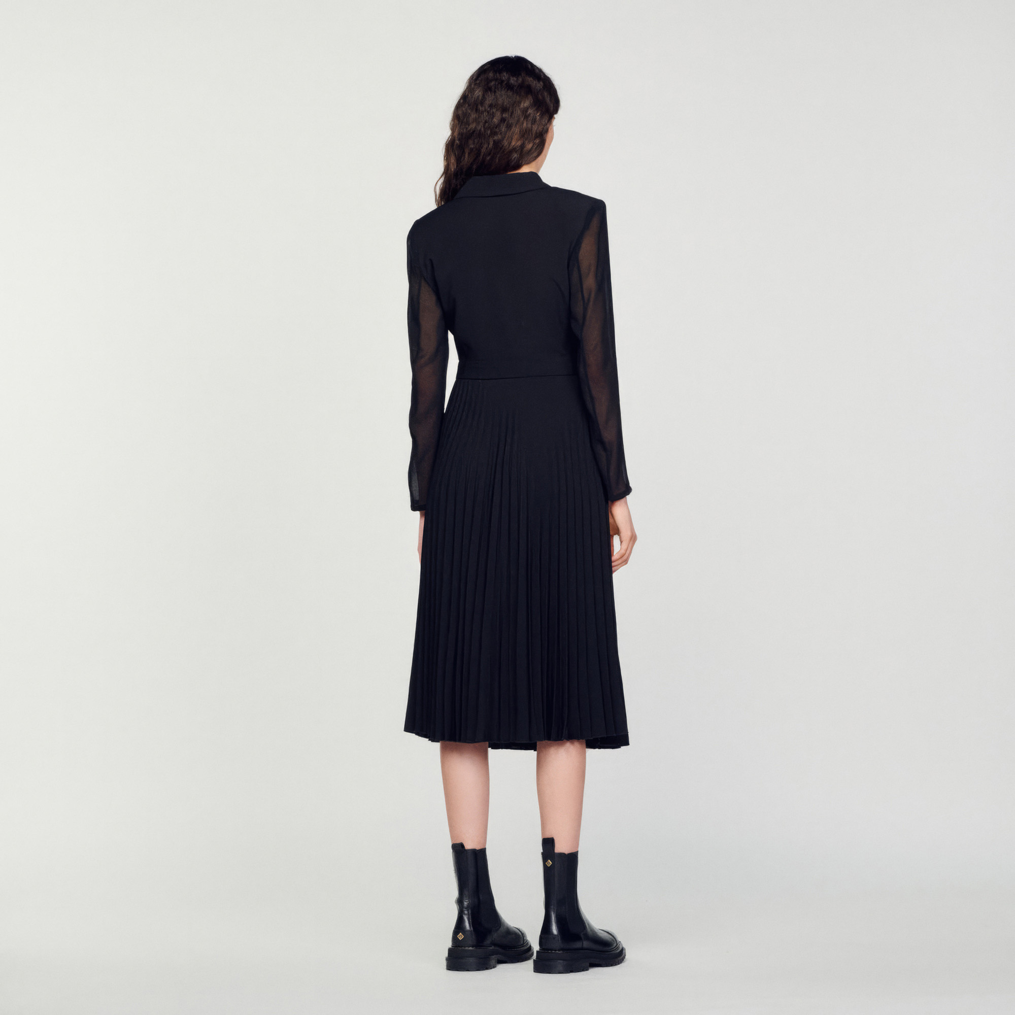 Robe bi-matiére á manches longues