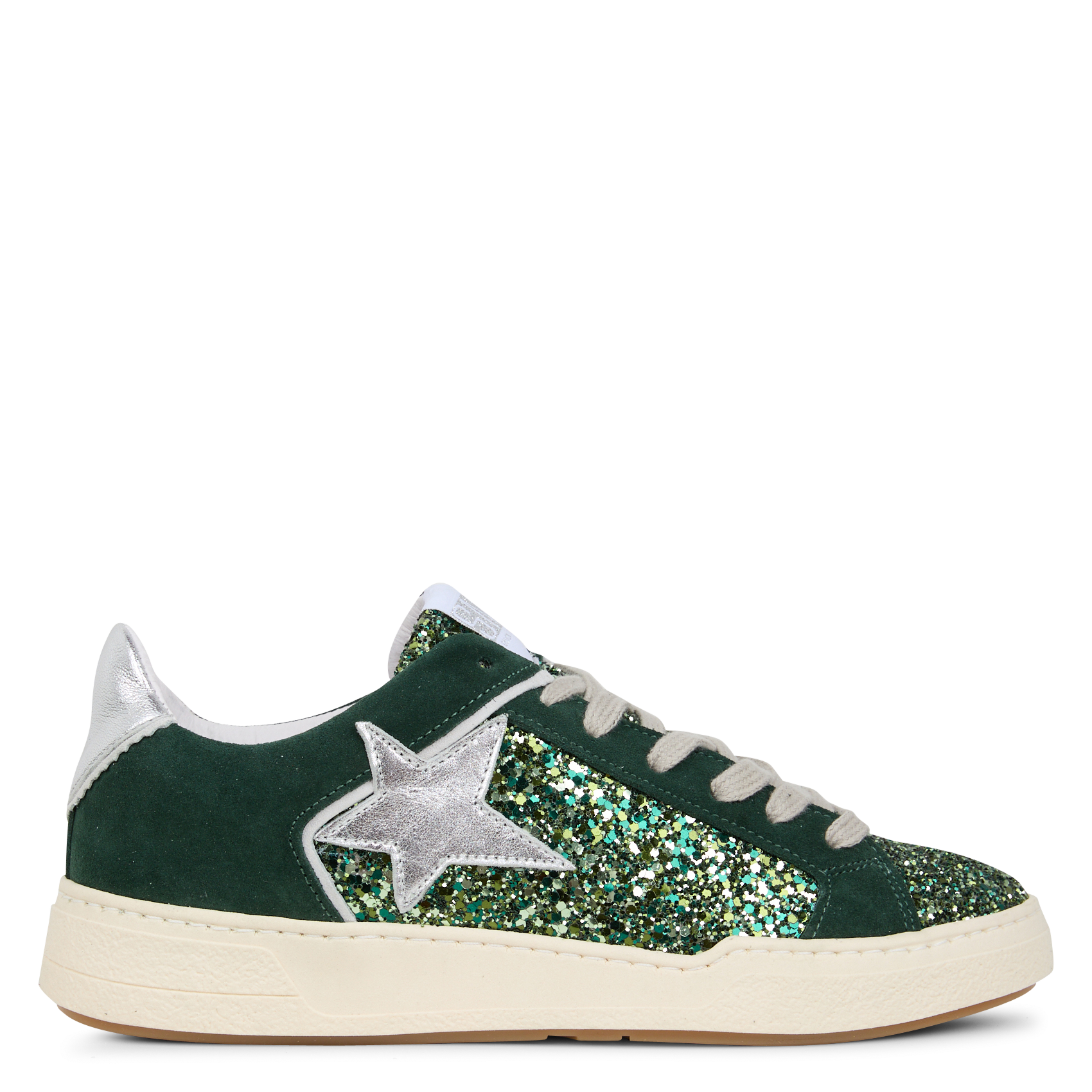 DUCK - Baskets basses en cuir velours à paillettes | Vert