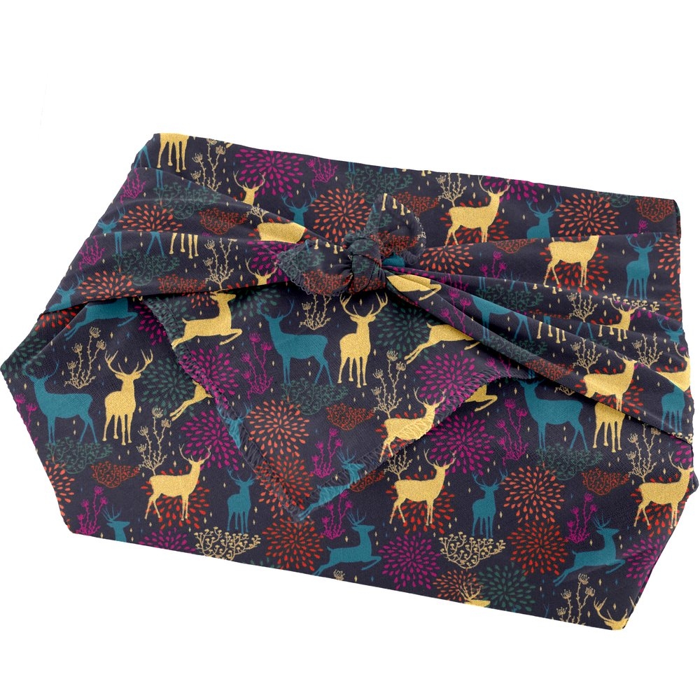 Furoshiki Moyen 48 X 48 Cm Ex2240 Cerfs Multicolores