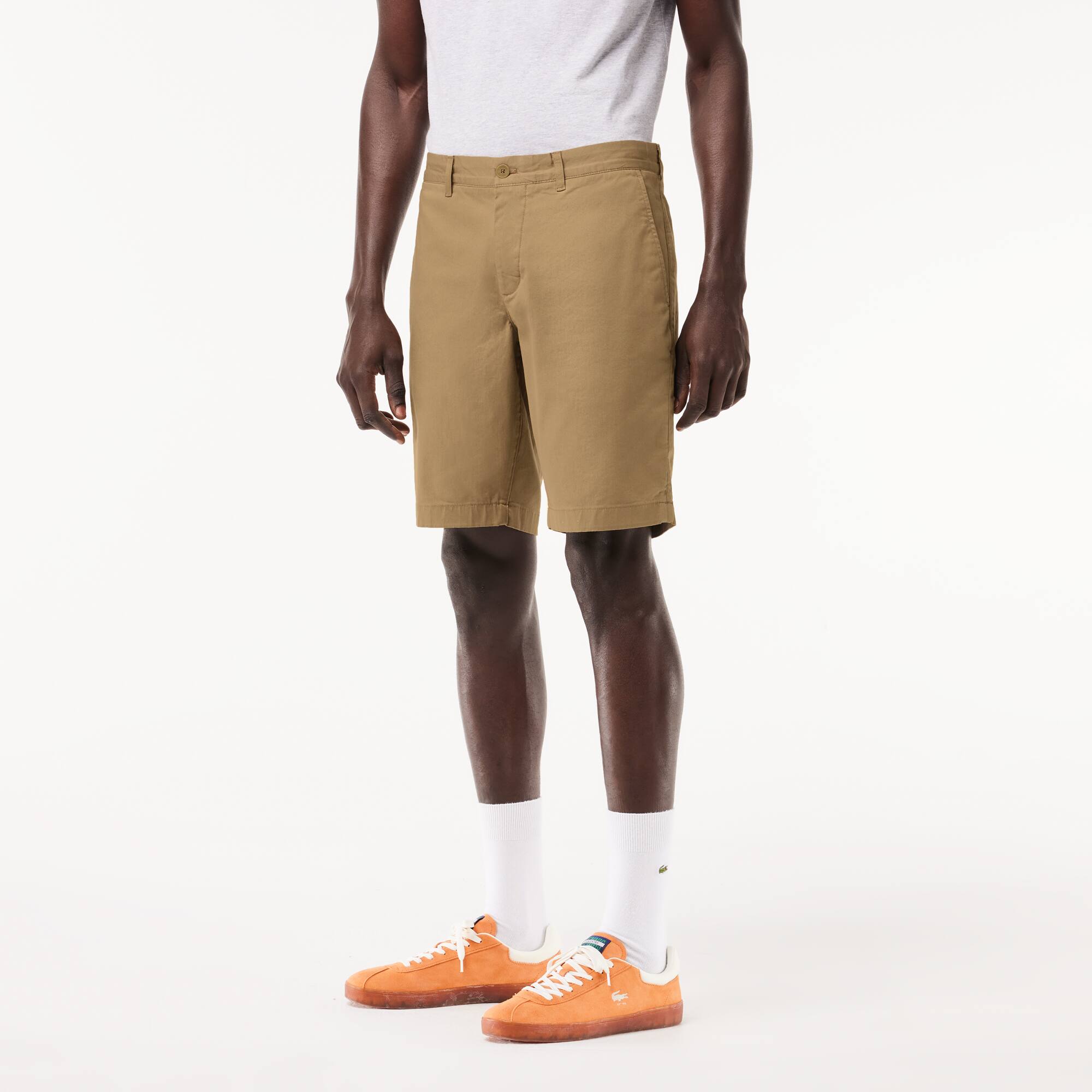 Bermuda slim fit uni en coton stretch Shorts - Beige - Lacoste - Homme