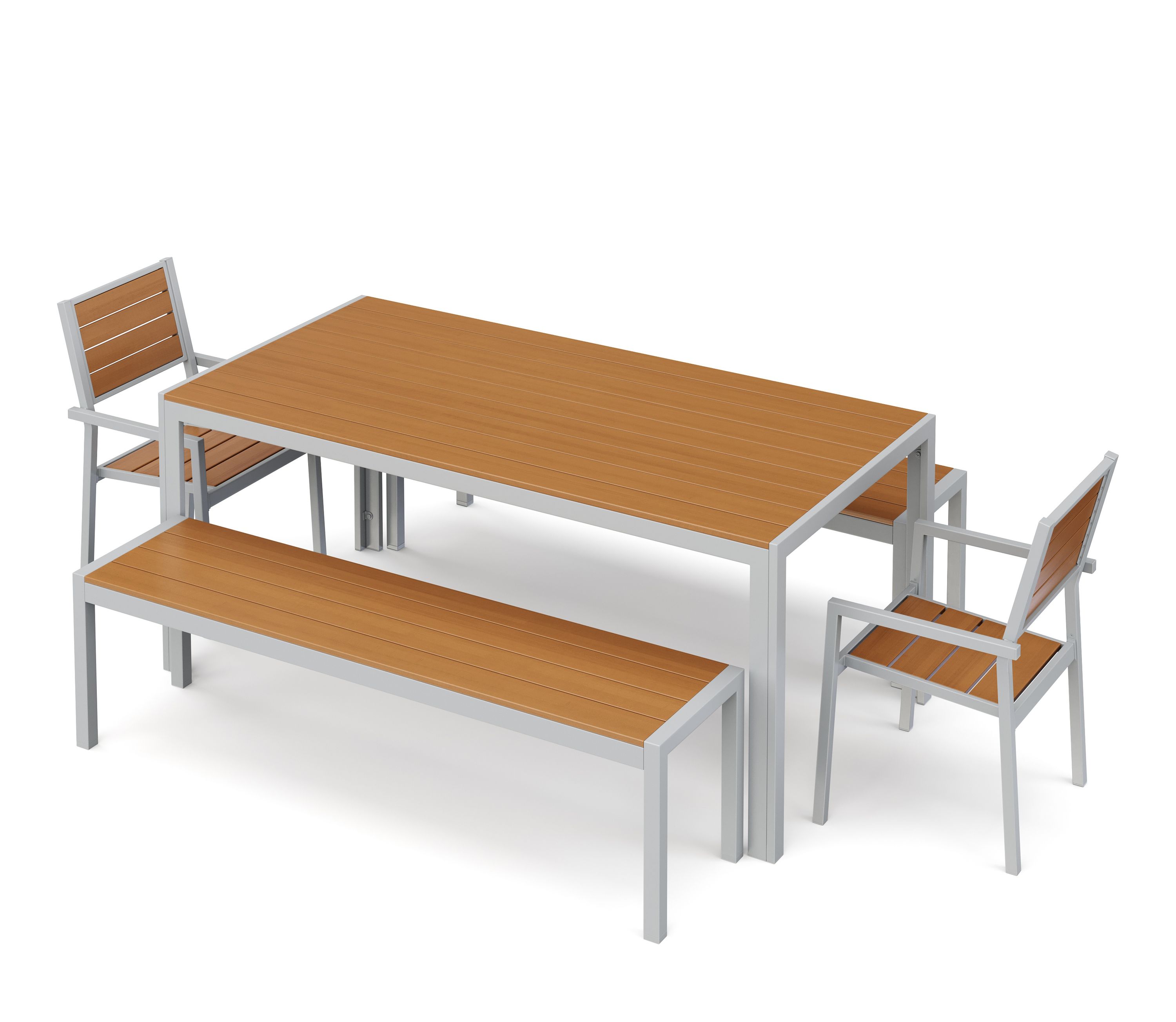 Gartenmöbel Set ZILO 2 Stühle + 2 Bänke braun