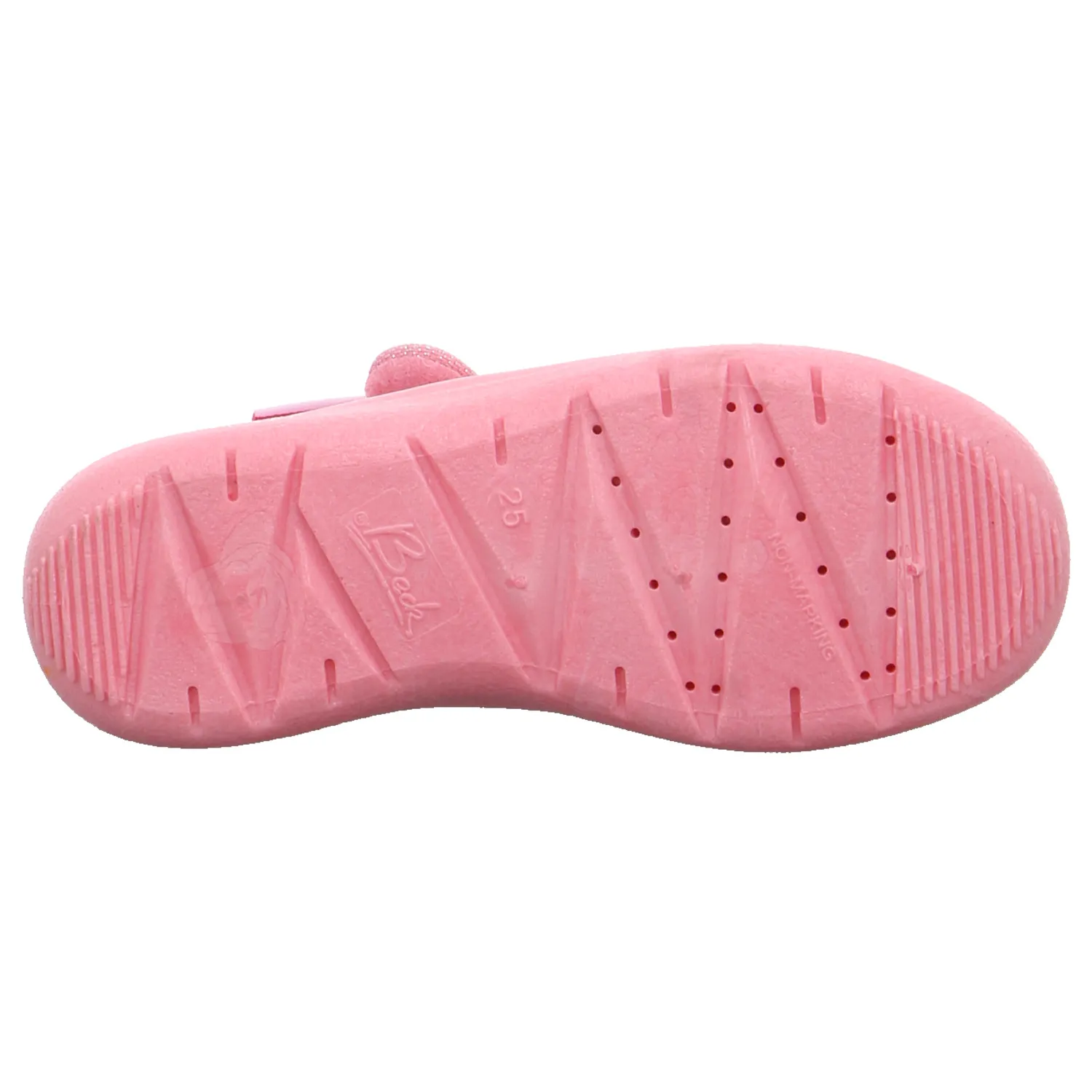 BECK Kinder-Hausschuh Rosa Textil  schmaler Mädchenhausschuh