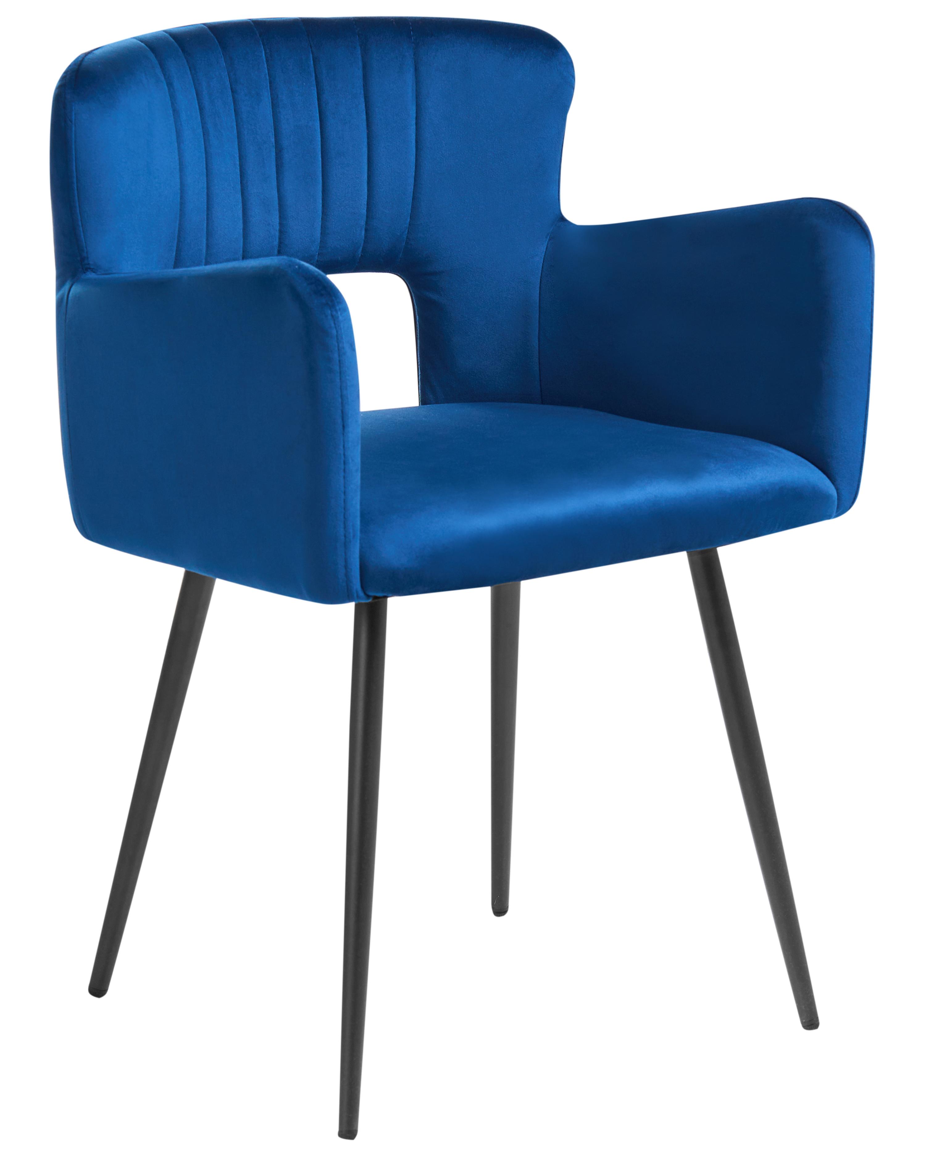 Set van 2 eetkamerstoelen SANILAC Fluweel Marineblauw