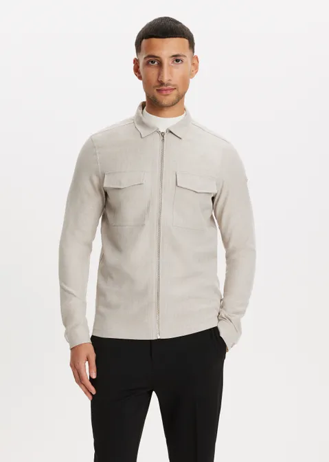 Overshirt met ritssluiting como zand (ZAND)