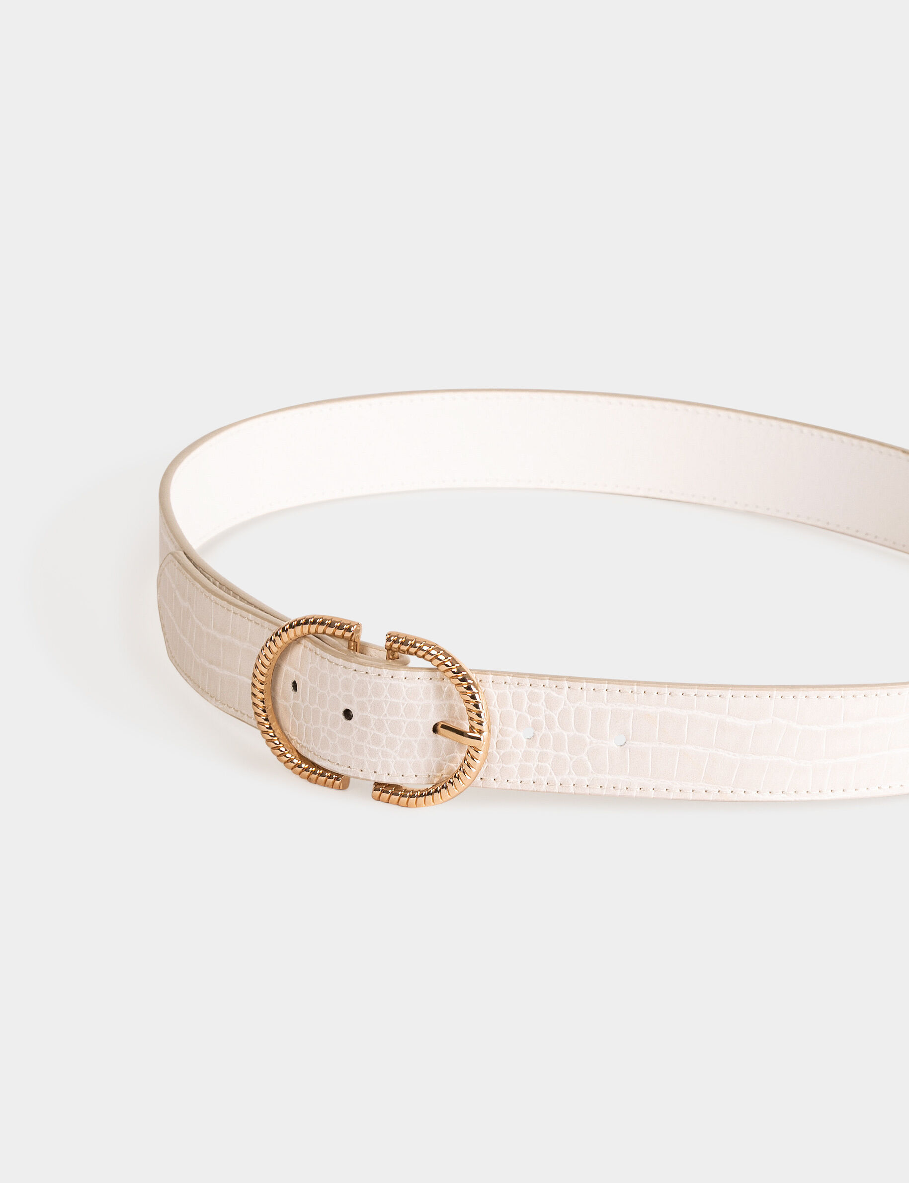 Ceinture aspect croco ivoire femme - ivoire