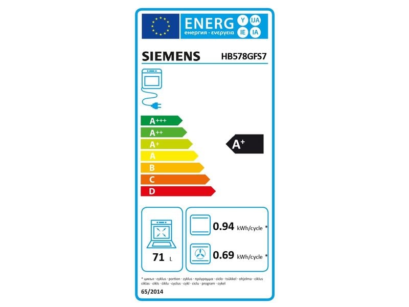 Siemens Einbaubackofen HB578GFS7 Schwarz A Backofen für den Einbau