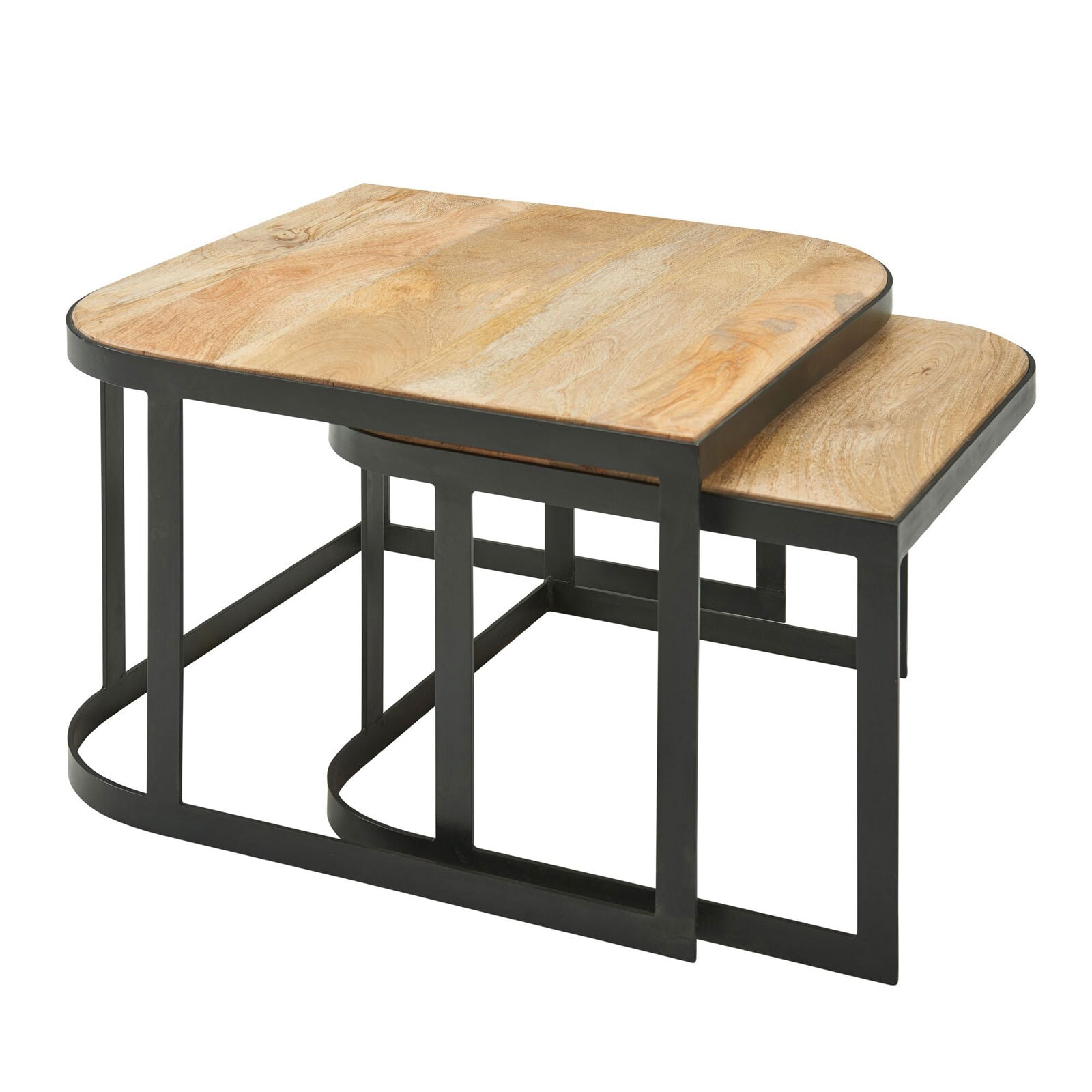 Couchtisch 2er Set Schwarz/ Mango massiv Braun