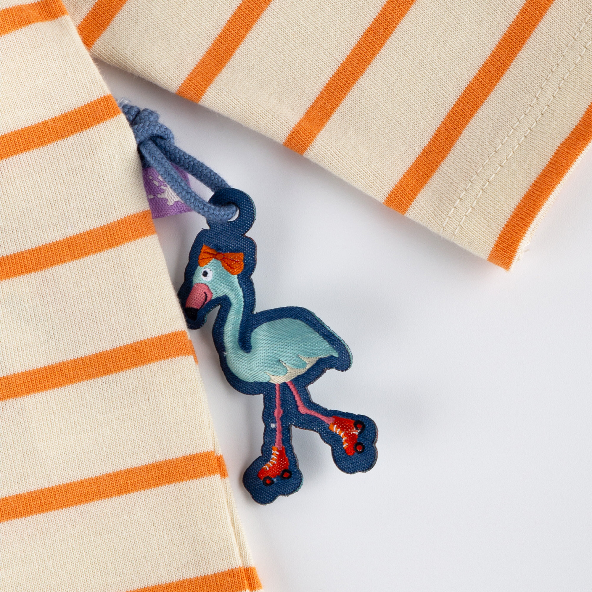Langarmshirt B - SKATING FLAMINGO gestreift in orange