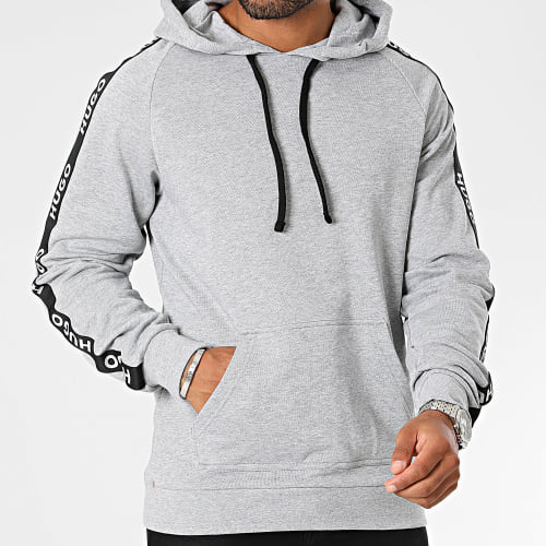 Sweat Capuche A Bandes Sporty Logo 50497003 Gris Chiné