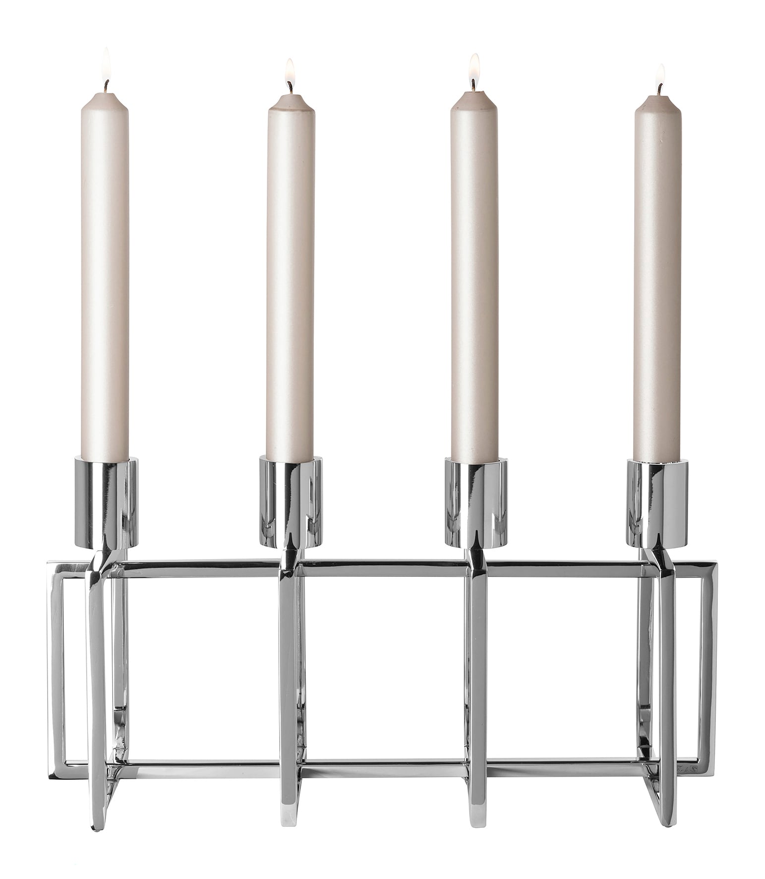 Fink Stabkerzenleuchter 4-flammig ELIOT 20,5 cm silberfarbig/vernickelt