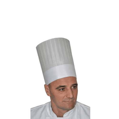 Toque droite non-tissé blanc plis imprimés réglable hauteur 20cm Paredes